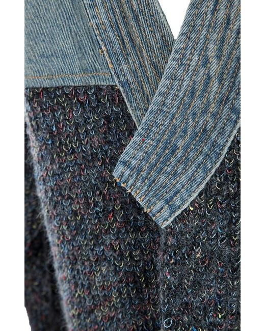 Saachi Blue Denim Knit Topper Jacket
