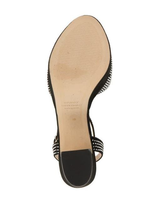 Stuart Weitzman Black Alaina Crystal Platform Sandal