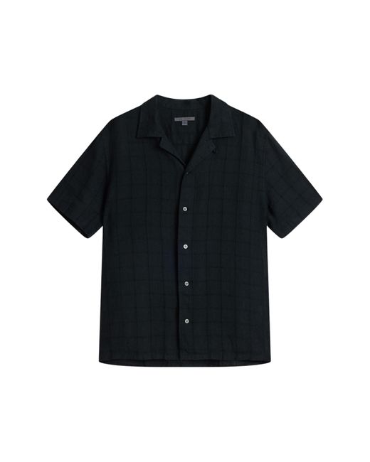John Varvatos Black Danny Linen & Cotton Short Sleeve Camp Shirt for men