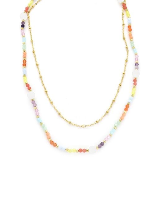 Panacea White Double Strand Chain & Bead Necklace