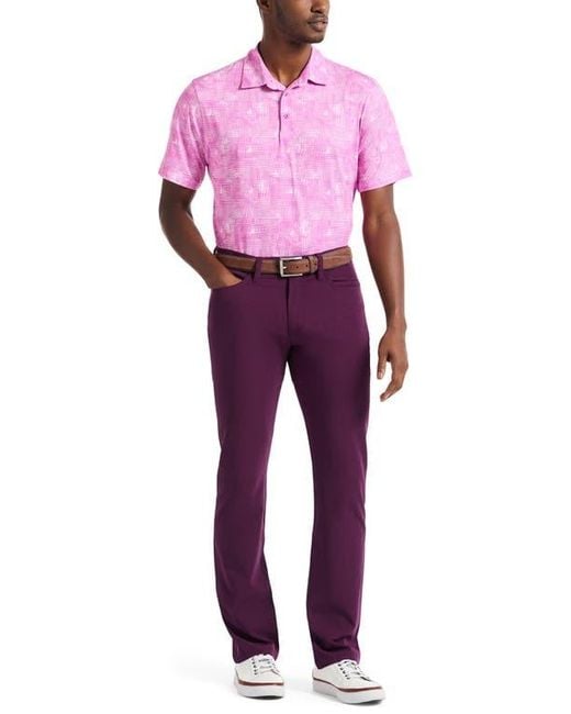 Robert Graham Red Norlen Geo Pattern Performance Golf Polo for men