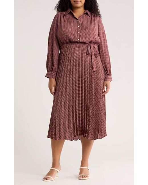 Max Studio Red Long Sleeve Shirtdress