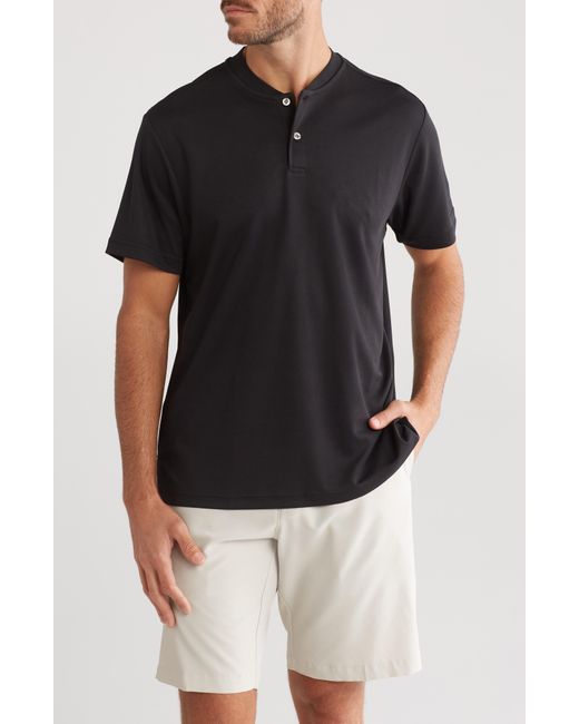 PGA TOUR Black Baseball Collar Short Sleeve Polo for men