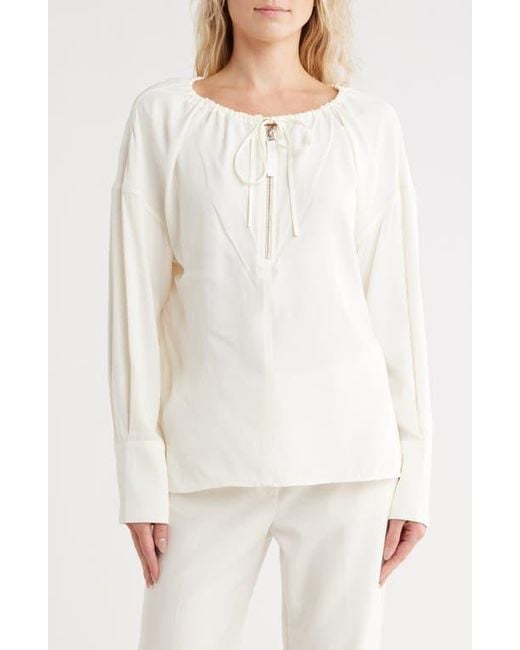 Helmut Lang White Reversible Long Sleeve Drawstring Top
