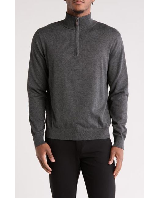 Tom Baine Black Solid Quarter Zip Pullover for men