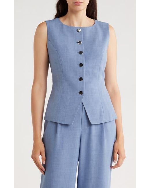 Gemma Jane Blue Hammered Button-Up Vest