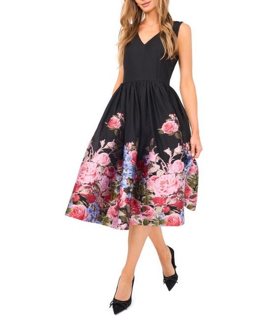 Ted Baker Red Floral Sleeveless Brocade Fit & Flare Midi Dress