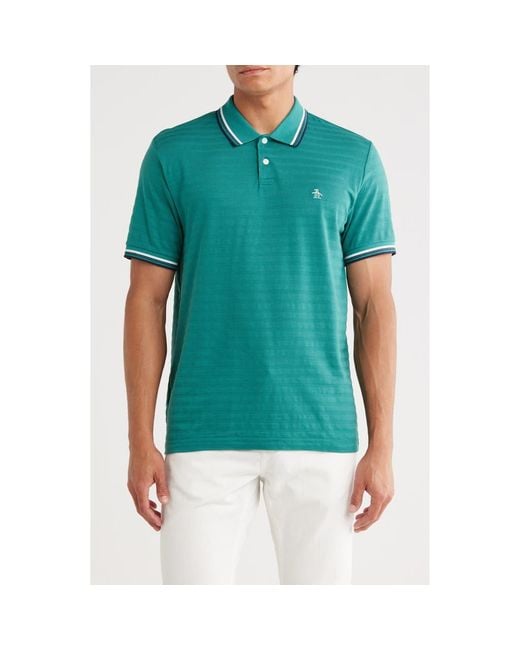 Original Penguin Blue Tipped Slub Polo for men