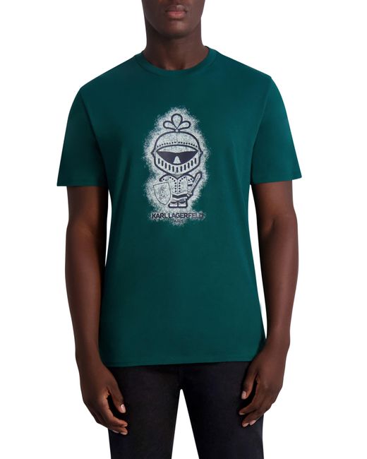 Karl Lagerfeld Green Armor Karl Logo Cotton T-shirt for men