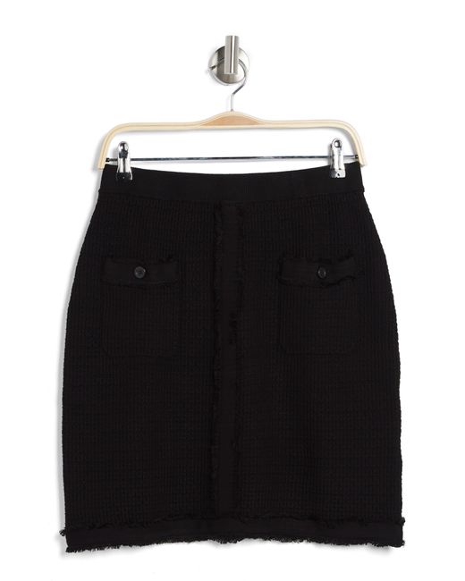 Adrianna Papell Black Fringe Trim Tweed Miniskirt