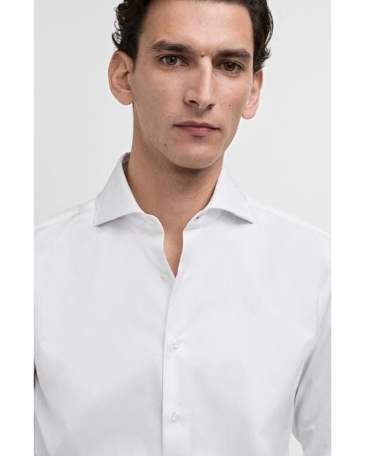 Mango White Slim Fit Poplin Button-Up Shirt for men