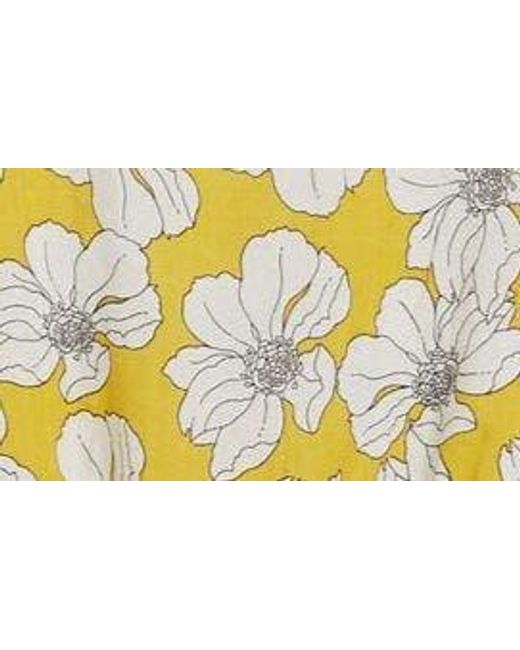 FRNCH Yellow Floral Print Tie Waist Jumpsuit