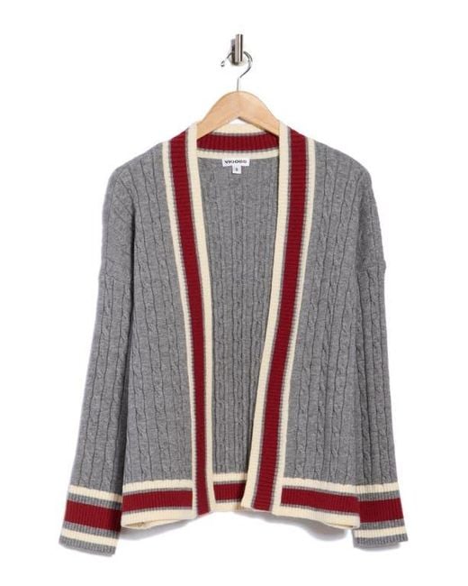 Vigoss Red Tipped Open Front Cable Cardigan