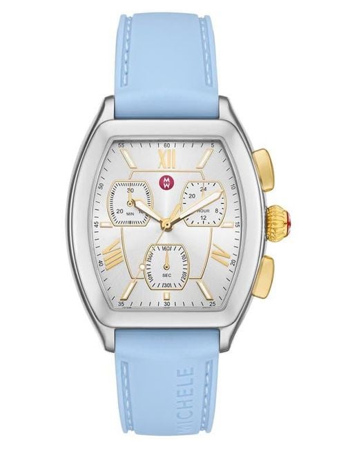 Michele Releve Sport Silicone Strap Watch, 45Mm in Blue for  display picture 1