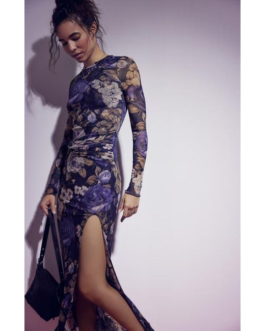 Free People Black Gianni Long Sleeve Stretch Mesh Body-Con Dress
