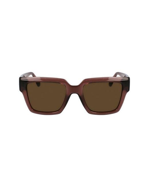 Ferragamo Brown Gancini 54Mm Rectangular Sunglasses