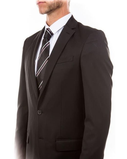 ZEGARIE Black Solid Two Button Notch Lapel Suit Separate Jacket for men
