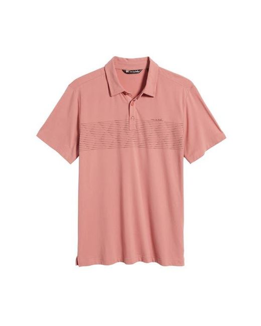 Travis Mathew Pink Relocation Stripe Stretch Polo for men