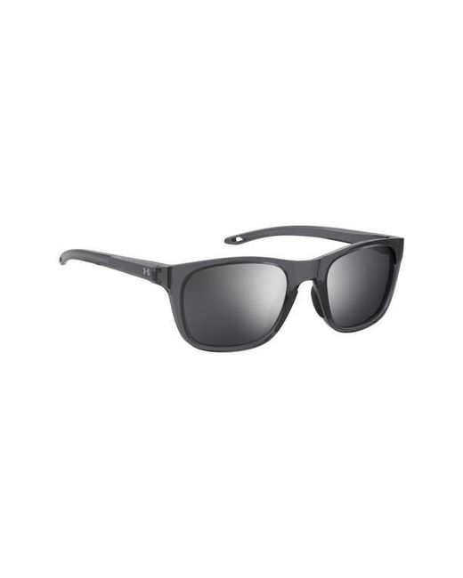 Under Armour Gray 55Mm Gradient Polarized Rectangular Sunglasses