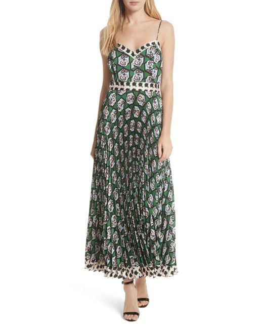 MILLY Green Jill Hexagon Floral Print Maxi Dress