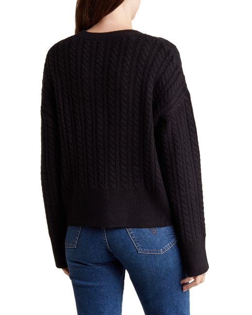 French Connection Cable Knit Cardigan in Black | Lyst