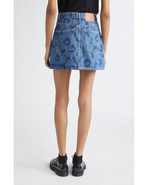 Marimekko Maridenim Ruudut Unikko Denim Miniskirt in Blue | Lyst
