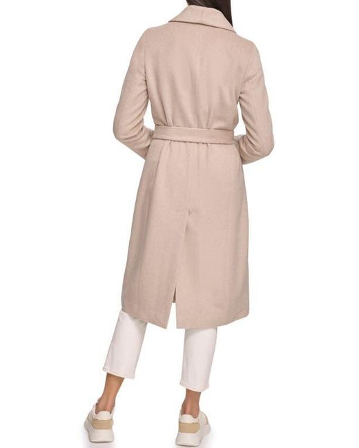 Calvin Klein B Luxe Tie Waist Wool Blend Coat in Natural Lyst
