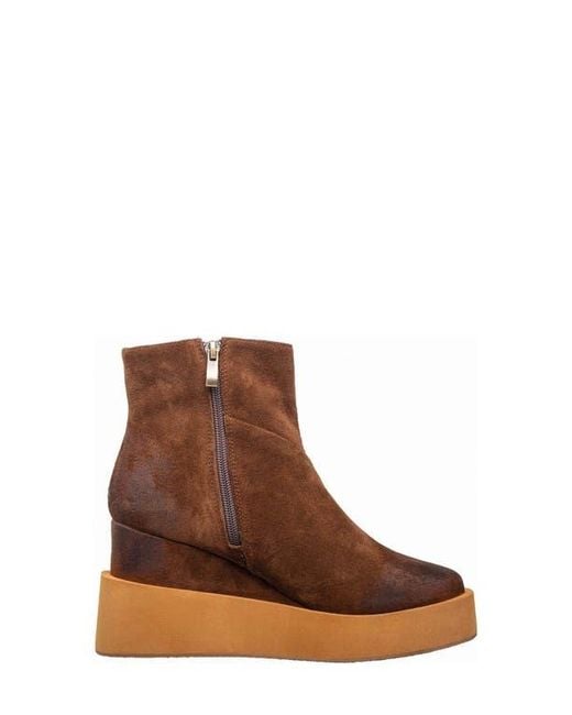 Antelope Brown Suede Platform Wedge Boot