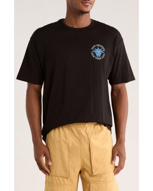 Vans Black Nyc Liberty Skull Logo Graphic T-Shirt for men