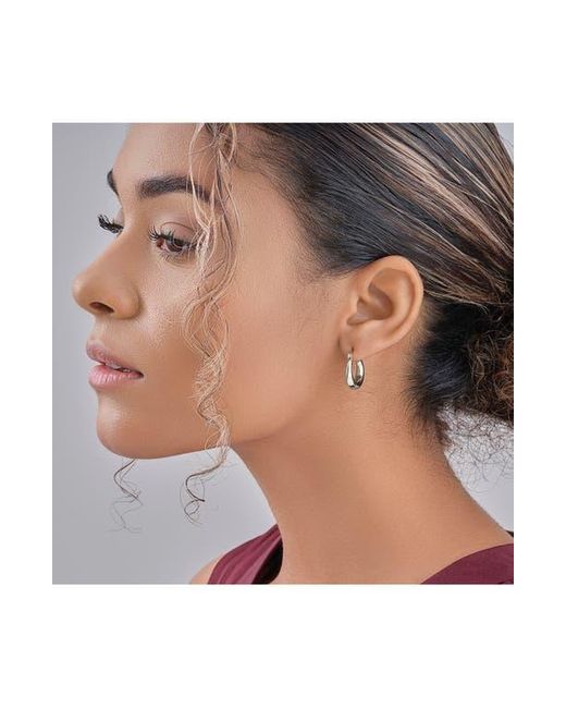 Sterling Forever White Rhodium Plated Tube Hoop Earrings