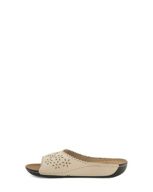 Flexus by Spring Step Natural Rhinestone Lasercut Slide Sandal