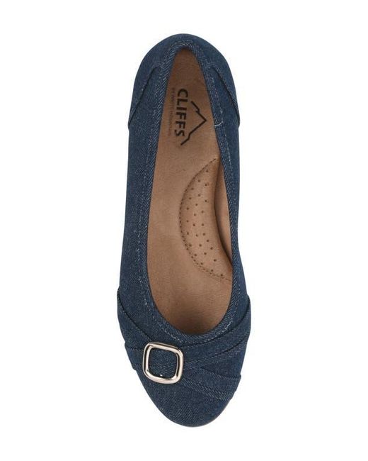 White Mountain Blue Calming Buckle Strap Flat