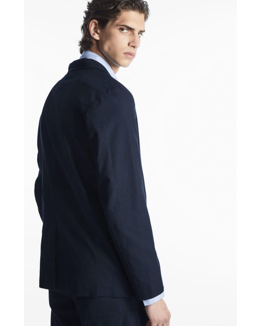COS Blue Unstructured Single Breasted Blazer for men
