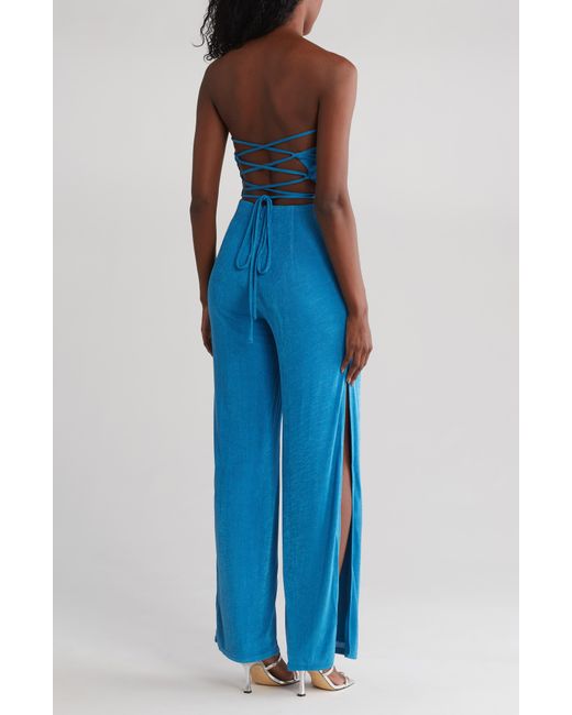 Lulus Blue Owning The Vibe Wide Leg Jumpsuit
