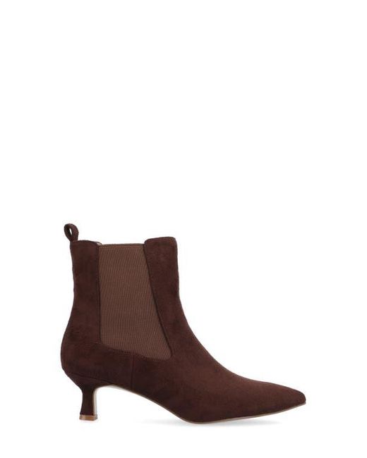 Journee Collection Brown Pointed-Toe Vegan Leather Bootie