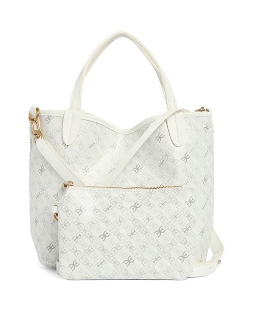 Sam Edelman White Harper Mongram Mini Shopper Tote & Pouch