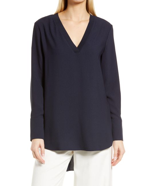 Nordstrom Blue Rib Trim Woven Top In Navy Night At Rack