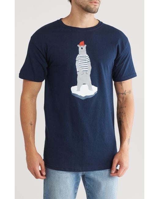 Altru Blue Polar Bear On Ice Graphic T-shirt for men
