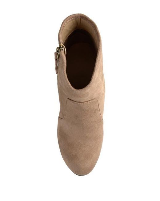 Journee Collection Brown Link Round Toe Bootie