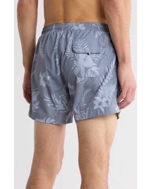 Boss Blue Reeve Tropical Floral Swim Trunks for men