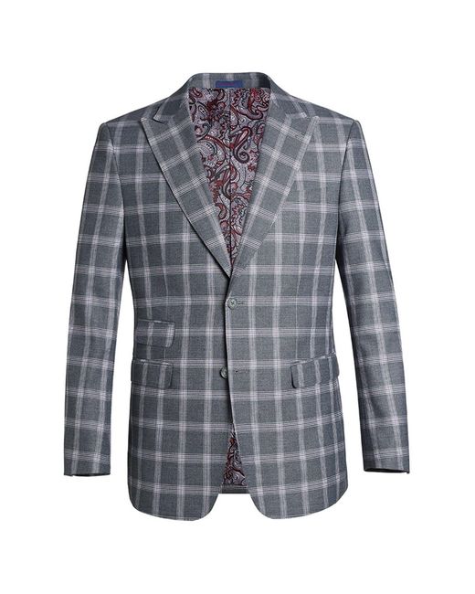 English Laundry Synthetic Gray Plaid Slim Fit Peak Lapel Suit for Men ...