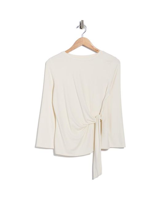 Nordstrom Rack Natural Three Quarter Sleeve Side Tie Knit Top