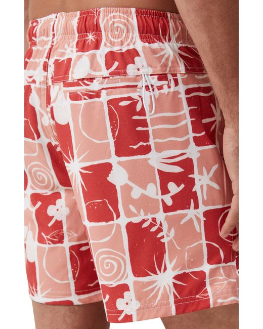 Cotton On Red Stretch Swim Trunks for men