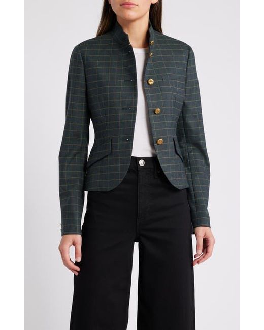 Rag & Bone Black Slade Plaid Crop Wool Blend Blazer