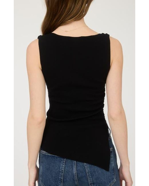 Blu Pepper Black Asymmetric Gathered Knit Tank Top