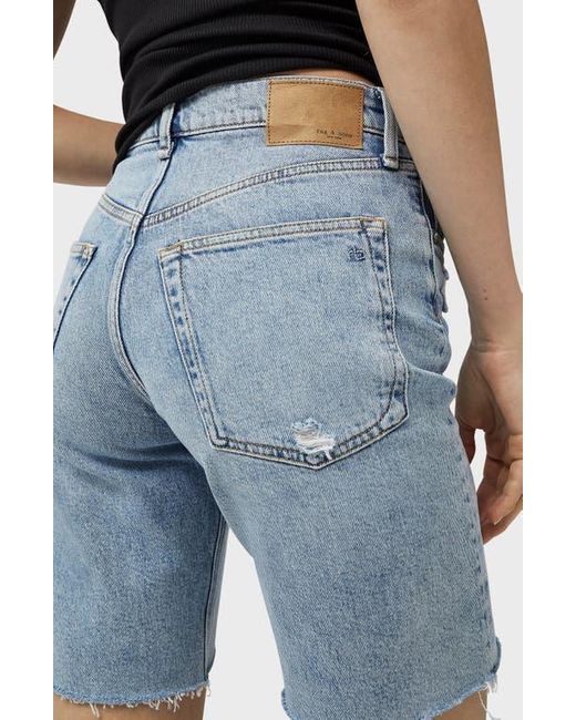 Rag & Bone Blue Raw Hem Denim Bermuda Shorts