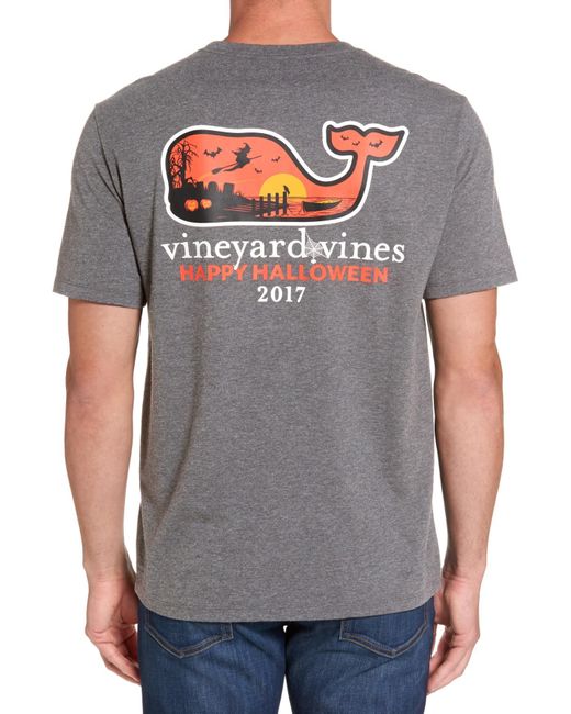 Vineyard Vines Gray Halloween 2017 Graphic Pocket T-shirt for men