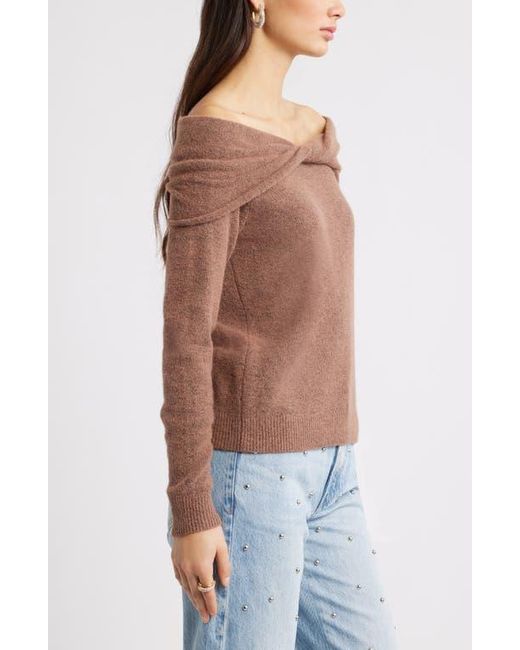 Open Edit Blue Twisted Collar Sweater