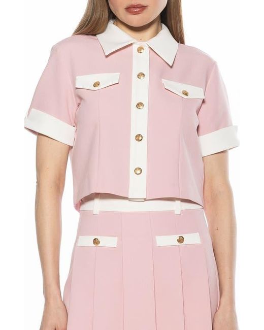 Alexia Admor Pink Emery Collared Button-Up Shirt