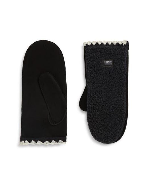 Ugg Black Uggfluff Scalloped Mittens